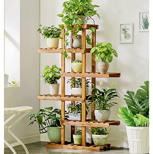 SOYALS Estante de Madera de la Planta 6-Tier 12 Macetas Estante de la Escalera de la Flor, estantes de pie de la exhibición de la Esquina Interior, Estante Multiusos de la Planta del Patio del jardín