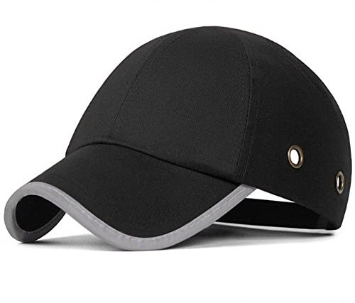 Sanfly Baseball Style Safety Cap, Black, M (58-60 cm), ABS Shell, Polyester Cotton, Reflective Piping, Breathable, For Factory, Shop, Carrying, Head Protection