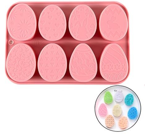 PTaizjjz 1 PC Easter Silicone Mould,8-Cavity Egg Shaped Moulds for Baking Candy Chocolates Cookie Ice Jelly and DIY Wax Melt Moulds