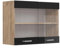 Vicco Küchenglasschrank R-Line, Schwarz Hochglanz/Goldkraft Eiche, 80 cm
