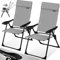 KESSER® 2er Set Gartenstuhl Hochlehner Alu Klappstuhl 7-Fach Verstellbar mit Armlehnen Atmungsaktiv klappbar Campingstuhl Balkonstuhl Klappsessel Garten Terrasse, Grau