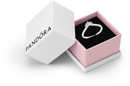 PANDORA Timeless Women's Sterling Silver Tiara Cubic Zirconia Wishbone Ring, Size 60, With Gift Box