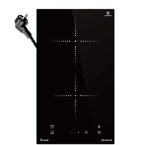KKT KOLBE Double plaque à induction 30 cm autonome | Vitrocéramique | 2 zones | 9 niveaux | Sans cadre | Minuterie | Détection de casserole | Verrouillage des touches | IND294