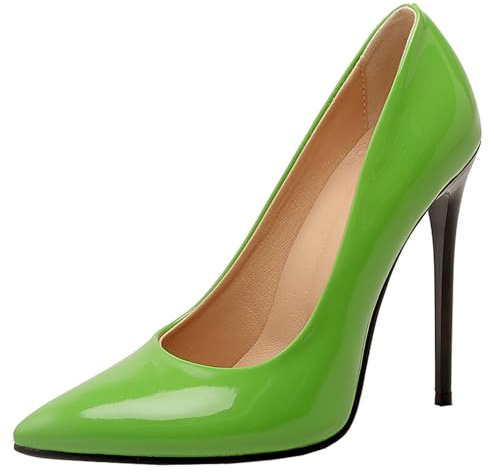 Asterisco Zapatos de Salón de Mujer Tacón Alto Zapatos Puntiagudo Sin Cordones Sencillo Zapatos de Noche, E76320Wf Verde Talla 37 EU/38Cn
