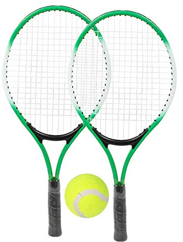 Qivine Tennis Racket Set 2 Players Tennis Training Equipment for Kids Child, Outdoor Sport Activity with 2 Tennis Rackets, 1 Tennis Balls and Carry Bag, Beginner Practice Racquet 21