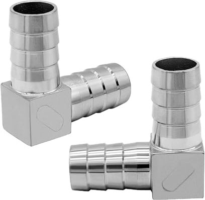2 PCS Elbow Hose Barb, 90 Degree L Shaped Tube Coupler Stainless Steel Hose Connector Joint Fitting for Fuel Gas Liquid Air (OD 32mm)