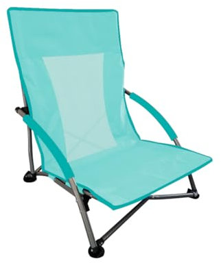 SUN & SURF Kompakter Strandstuhl mit Tragetasche Aquamarin, ultraleicht und stabil, mit atmungsaktivem Netz, sofort einsatzbereit, ohne Montage, ideal für Reisen, Camper oder Camping