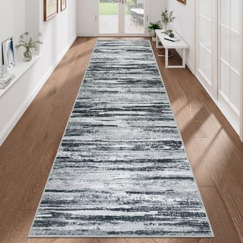 VSIWB Hallmatta, 80 x 300 cm, halkfri, mjuk, tvättbar, av syntetisk ull, modern, abstrakt, för vardagsrum, sovrum, hall, entré och tvättstuga