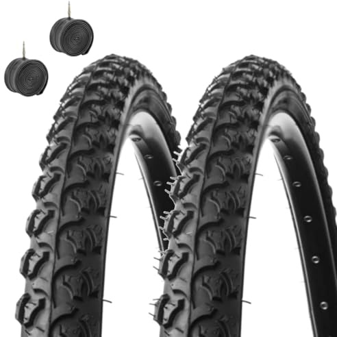 2 Pneus 24 X 1.75 (47-507) + CHAMBRES | PNEUS DE VÉLO TASSELÉS NOIRS VTT VÉLO MOUNTAIN BIKE
