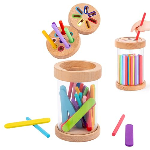 InteDesign Montessori Juguetes a partir de 1 año, juguete de madera Montessori a partir de 1, 2 y 3 años, juego de clasificación de colores, juguete de motricidad, juguete sensorial, juguete de madera