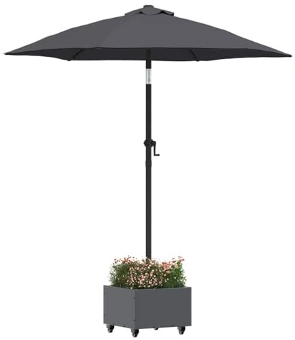 vidaXL Parasollfot Antracit 45 x 45 x 45 cm Stål, Justerbar parasollhållare, hållbar stålstativ, modern uteplats för skugga, rullbar bas, klumpfri design för sommaren