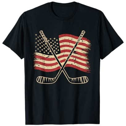 Camiseta De Hockey con Bandera Americana para Hombre Y Niña, Camiseta