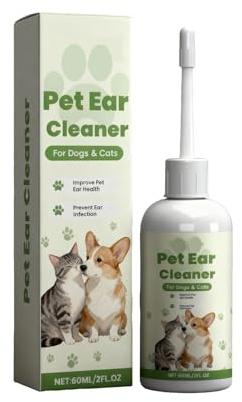 GNAUMORE Líquido para El Cuidado De Oídos De Perro,Limpiador Oídos Perros Y Gatos,Limpia Suave Y Eficaz,Adecuado Todo Tipo Animales Pequeños,60ML