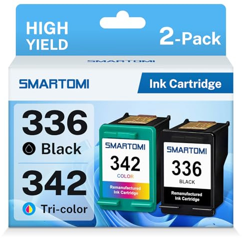 SMARTOMI 2er-Pack 336 342 Tintenpatronen remanufactured für HP 336 342 Tinte für die Nutzung mit Druckern der HP Deskjet 5420 5420v 5432 Officejet 6310 Photosmart 2570 2573 2575a PSC 1507 1510 1510s