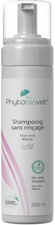 MP Labo Phytobiovet® Shampoing sans Rinçage pour Chien et Chat 200 ML - A l’Aloe Vera et à la Mauve - Labellisé Ecocert Ecosoin Bio des Animaux