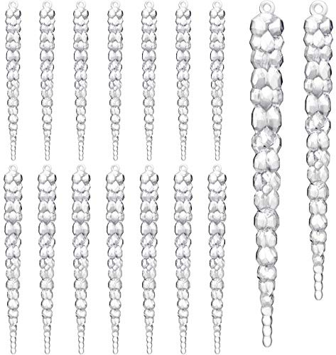 WILLBOND 16 Pcs Glass Icicle for Christmas Tree 5.7-6.7 Inch Clear Acrylic Icicles Drop Ornaments Twisted Glass Icicle Christmas Ornaments Home Hanging Pendant for Xmas Winter Party DIY Decoration