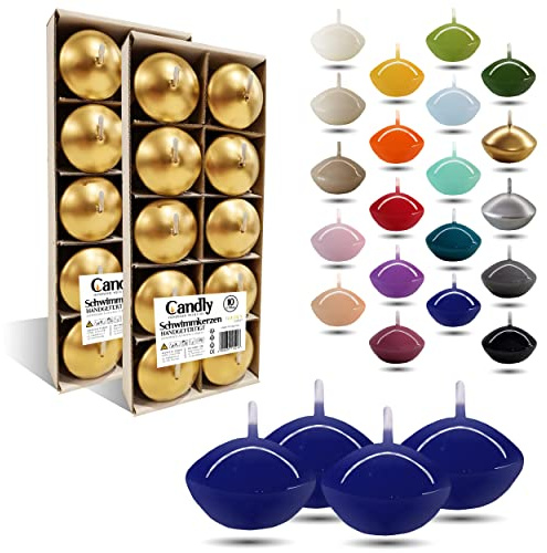 CANDLY HANDMADE© 10 x flytande ljus premium Ø 45 mm | födelsedag och namndag, bröllop, bröllopsmottagning, alla hjärtans dag, påsk, jul, elegant husdekoration, ljus, ljus för kvinnor (blå)