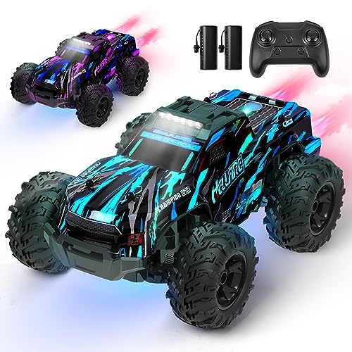 BAZADER Coches de Juguetes, Coche Teledirigido 1:18 para Niños 4 5 6 7 8 9 10 11 12 Jahre，Adulto Coche RC con Luces y Aerosoles a Escala, 2 Baterías para 60 Minutos de Reproducción