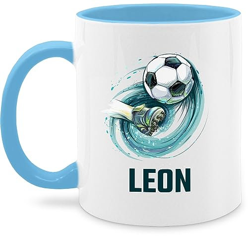 Tasse Tassen 325ml - Fußball Schuss Cool Fußballfan | Fußballgeschenkideen - 325 ml - Hellblau - namenstasse junge geschenke für fussballfans fussball leon glühweintassen fussballzubehör jungs