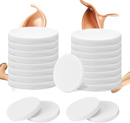 20 Stück Puderquaste Schwamm Make up Sponges Make-up Schwamm Runde Pads Kosmetikapplikatoren Weiß Kosmetik Werkzeug für Reinigung Gesicht Flüssige Grundierung