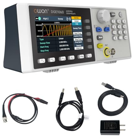 OWON Generador de Funciones DGE1060 Generador de Señales, Salida de Canal único, Salida de Frecuencia de 60 MHz, Frecuencia de Muestreo de 300 MSa/s, Resolución Vertical de 14 Bits
