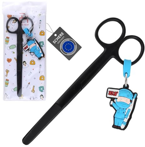 Ph Pro Heat Tijeras Enfermeria Punta Roma para Primeros Auxilios de Acero Inoxidable - Tijeras Pico de Pato para Enfermera Profesionales - Accesorios Enfermera y TCAE para Vendajes.