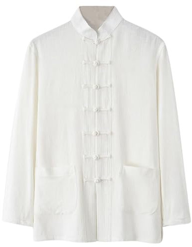 POIUIYQA Lâche Tai Chi Uniformes Hommes Chinoise Traditionnelle Kung Fu Vêtements Coton Linge de linge Chun Vêtements Travaux à Manches longues Hanfu Jacket Chemises Costume