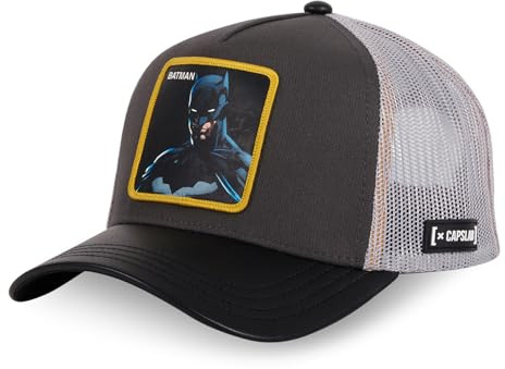 Capslab Batman DC Faux Cuir Gris Noir Casquette de Camionneur Réglable