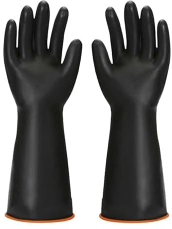 Guanti Resistenti a Sostanze Chimiche, Guanti in Lattice Resistenti, Guanti Industriali a Braccio Impermeabili,Resistono a Forti Acidi, Alcali e Olio (Arancione, 35CM)