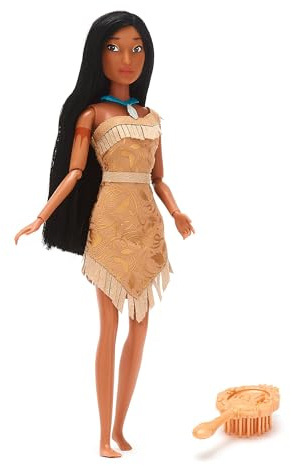 Disney Store Official Pocahontas Classic Doll, 29cm/11”, Fully Poseable Disney Doll in a Beautiful Dress, Includes Toy Hair Brush - Suitable for Ages 3+