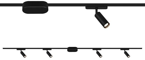BRILONER - Sistema de rieles Luxtrail starter set, 4x focos LED, extensible, orientable, lámparas, sistema de iluminación de rieles de techo, foco, 2m, negro