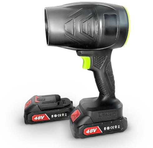Soffiatore Potente BYCO con 2 Batterie da 48V – Soffiatore Portatile ad Alta Potenza, Velocità Regolabile Fino a 200 mph