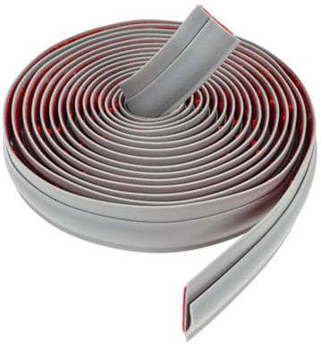 Casoter Tira de encuadernación de borde de alfombra de 5 m de longitud, autoadhesiva, de PVC, tira de transición de suelo para felpudo de puerta, color gris