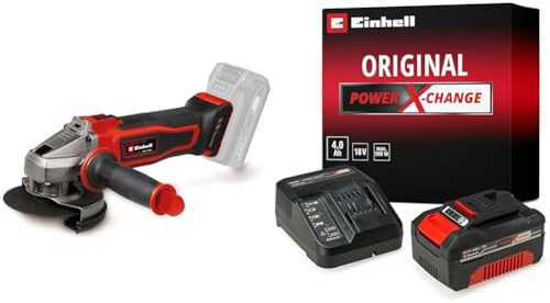 Einhell Meuleuse d'angle Ø115mm sans fil TE-AG 18/115-2 Li Solo Power X-Change (18 V, profondeur de coupe de 28 mm) avec Chargeur et Batterie 4,0Ah