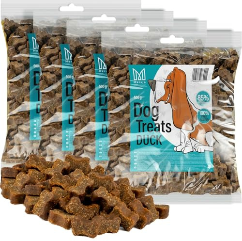 MERSJO Hundsnacks träningssnacks – 2 000 g hundmat torr, hundgodis, läckra för hundar – skonsamt torkade kötttränare, lämplig för alla raser och storlekar, anka