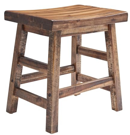 Durango 20-Inch Saddle Seat Stool – Backless Solid Wood Kitchen Stool for Dining Table, Counter, or Entryway – Rustic Farmhouse & Industrial Accent Seating by Alaterre Furniture