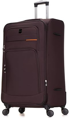 Skylark 32 Extra Large Suitcase Super Lightweight Luggage 20% Expandable 4 Wheels Spinner 3-Digit Combination Lock Soft Shell Luggage Check in for 30kg (Coffee, 162 litres)