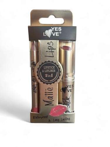 Yes Love SET de Lápiz Delineador y Labial Matte 24H, para Contonear los Lábios y Rellenar (2)