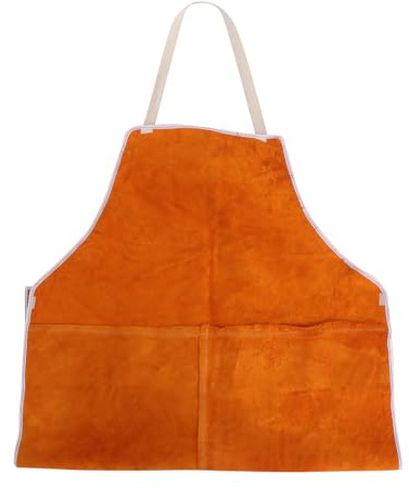 NIYANGLE Delantal de Soldadura Piel de Vaca Resistente al Calor Protección Térmica para Trabajo de Soldador Práctico para Taller Jardín y Barbacoa Unisex Color Beige