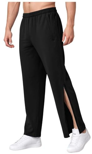 Reha Hose Damen Herren mit Reissverschluss Am Bein Jogginghose Seitlich Zu öFfnen Sporthose Lang Trainingshose Lockere Freizeithose mit Taschen (XL)