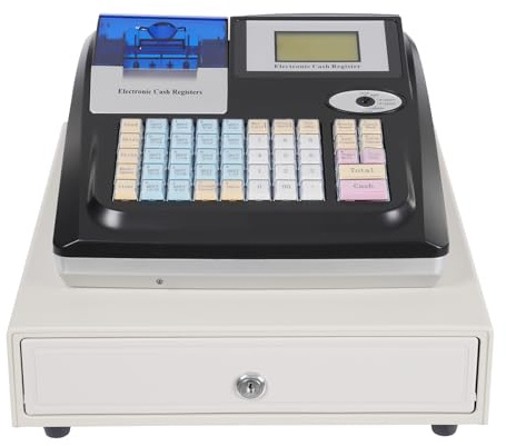 TCICOP Electronic Cash Register Till for Small Business Black Touchscreen Cash Machine for Supermarket Checkout, Modern Cash Drawer, Secure Money Storage, Retail Store, Office Use