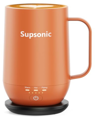 Supsonic - 16oz Self Heating Coffee Mug, Smart Heated Coffee Mug Faster Direct-Contact Heating Up to 149°F, Coffee Mug Warmer Set with Auto Shut-Off - Gifts for Men Women | S2
