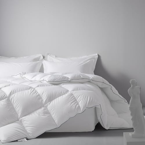 DOWNFOCUS Super King 12 Tog Bed Duvet, Luxury White Goose Feather 10 Grey Goose Down Comforter All Season 260x220