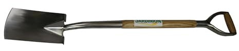 Jardinion bêche Acier INOX 103cm Manche Y, Pelle Jardin Bois, Lame 29 x 18cm