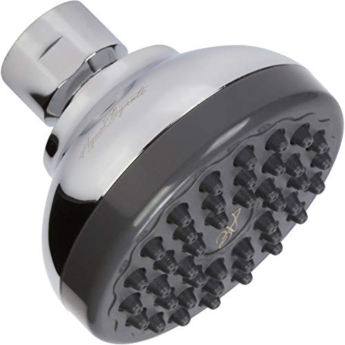 Aqua Elegante Pressure Boosting Shower Head - 3 Inch Wall Mount Water Saving Showerhead Best for Low Flow Showers with Anti-Clog Nozzles & Adjustable Brass Fitting - 2.5 GPM - Polished Chrome