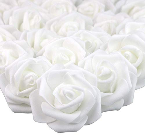 50er Schaumrosen Foamrosen Schaum Mehrfabige Blumeköpfe Rosenköpfe Künstliche Blumen Rosen Schaum Kunstrosen Weiß Brautstrauß DIY Party Hause Hochzeit Kommunion Tischdeko