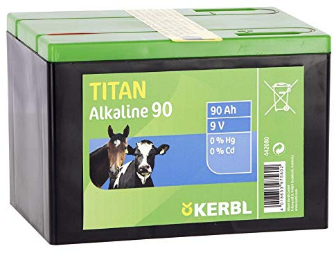 Kerbl 442080 - Pila en seco alcalina de titanio (9 V, 90 Ah)