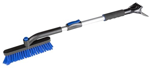 WALSER Raschiaghiaccio telescopico, raschiaghiaccio girevole, raschietto per auto allungabile 77,5-100 cm nero/blu