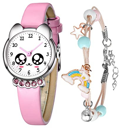 CIVO Orologio Bambini Analogico Set, Orologio Quarzo in Cartone Animato 3D, Orologio da Polso per Ragazzi e Ragazze, Orologio Bambini Impermeabile 30 M Insegnamento con Cinturino in Pelle