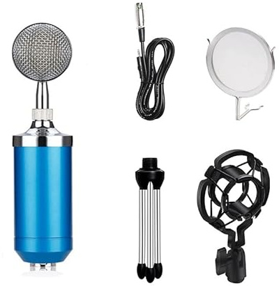 Set microfono, microfono vocale portatile, adatto for telefoni cellulari e laptop (Color : Blue)